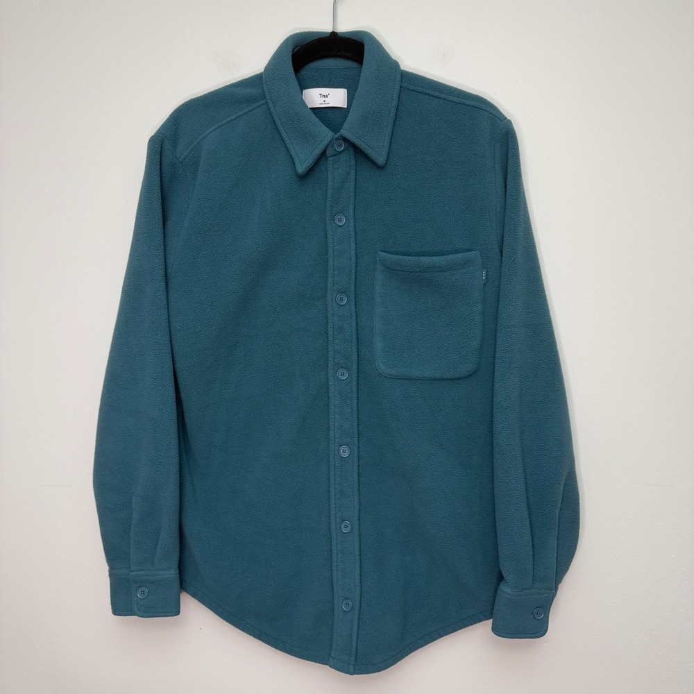 Tna Aritzia Teal Polar Fleece Button Down Shirt Jacket Shacket Medium